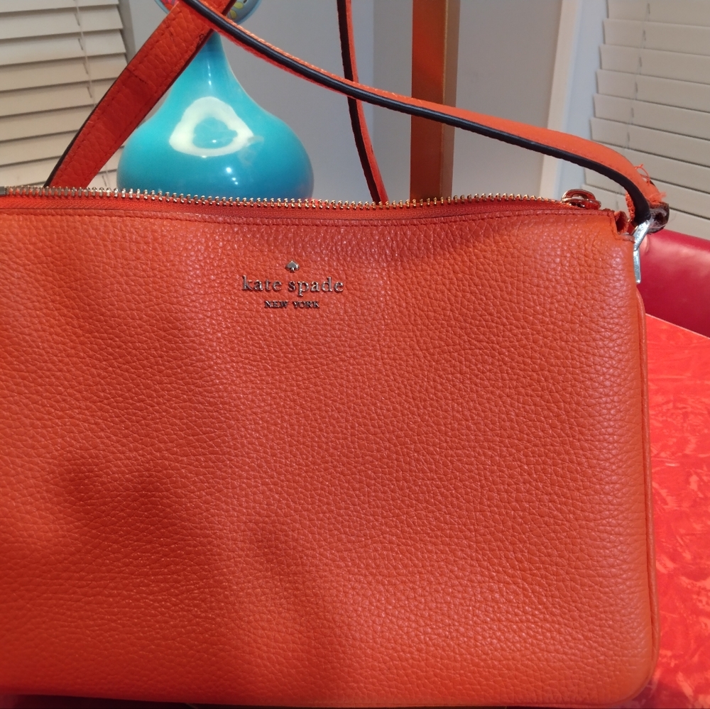 Kate Spade Orange Pebbled Leather Crossbody